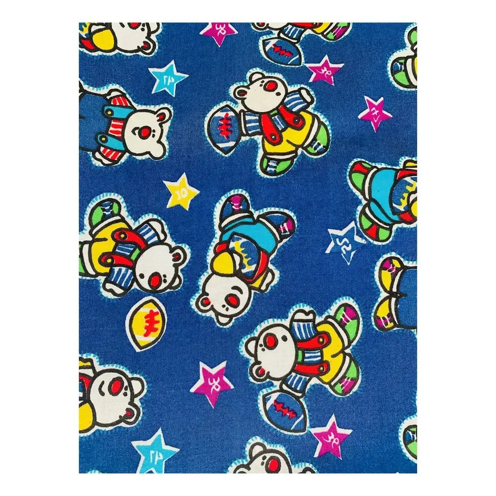 Garment Fabric Cotton By The Yard Blue Football Bears Childrens Stars Kids Craft
